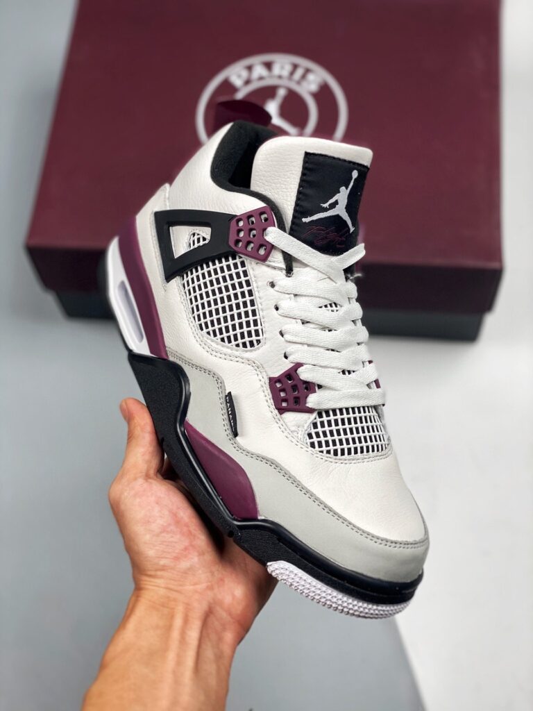 Air Jordan 4 ” PSG” White/Neutral Grey-Black-Bordeaux – GDuckee