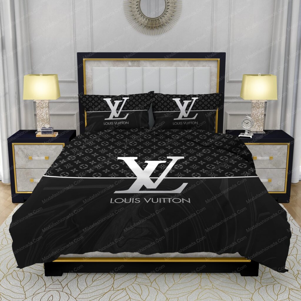 Black And White Veinstone Louis Vuitton Bedding Sets – GDuckee