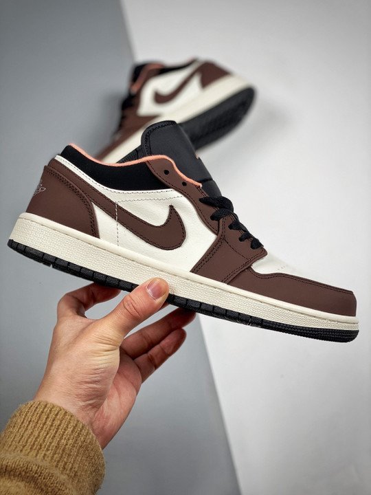 Air Jordan 1 Low Light Chocolate/Black-Sail-Crimson Bliss DC6991-200 - Image 2