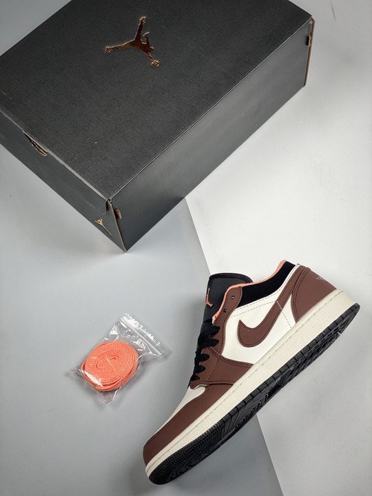Air Jordan 1 Low Light Chocolate/Black-Sail-Crimson Bliss DC6991-200 - Image 3