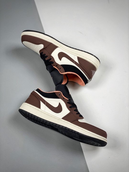 Air Jordan 1 Low Light Chocolate/Black-Sail-Crimson Bliss DC6991-200 - Image 4