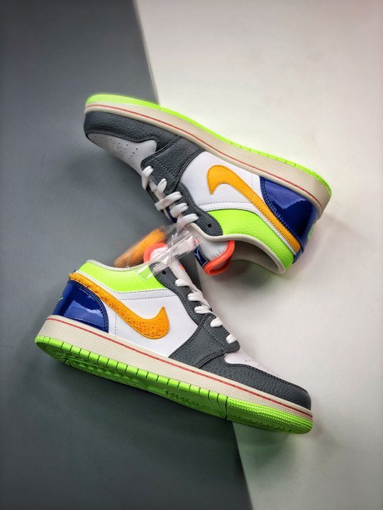 Air Jordan 1 Low ‘Hoops’ White/Coconut Milk-Shadow Green-Laser Orange - Image 5