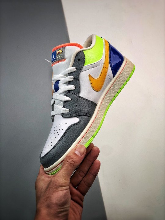 Air Jordan 1 Low ‘Hoops’ White/Coconut Milk-Shadow Green-Laser Orange - Image 4