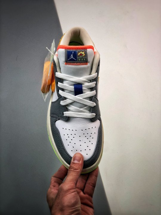 Air Jordan 1 Low ‘Hoops’ White/Coconut Milk-Shadow Green-Laser Orange - Image 6