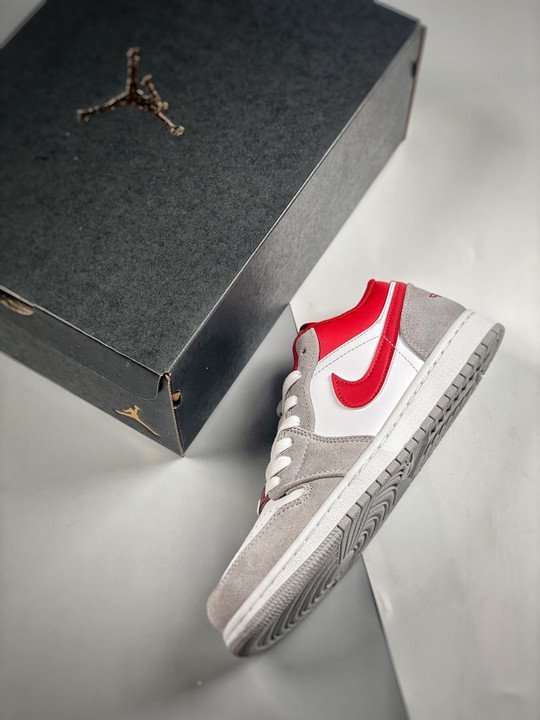 Air Jordan 1 Low Light Smoke Grey/White-Gym Red DC6991-016 - Image 3
