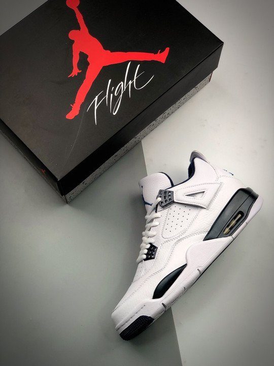 Air Jordan 4 Retro White/Legend Blue-Midnight Navy - Image 3
