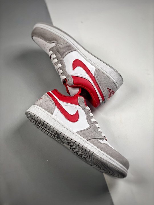 Air Jordan 1 Low Light Smoke Grey/White-Gym Red DC6991-016 - Image 4