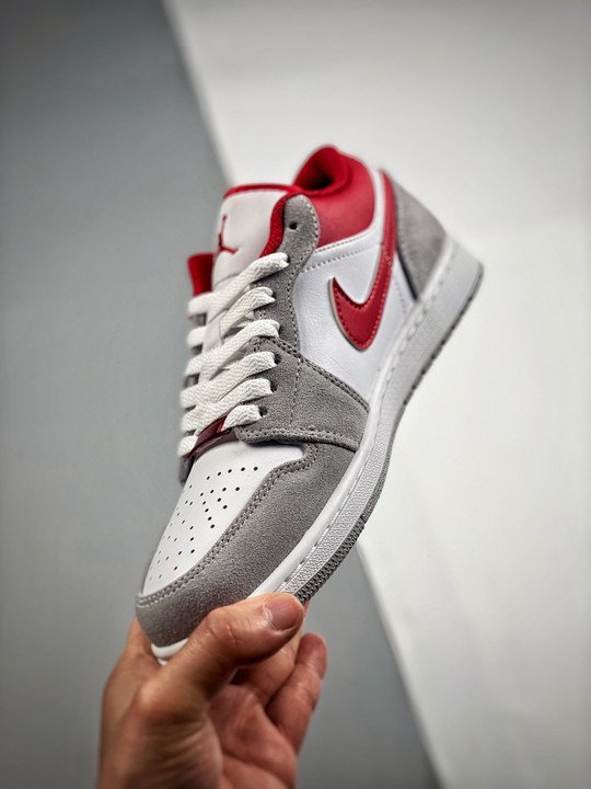 Air Jordan 1 Low Light Smoke Grey/White-Gym Red DC6991-016 - Image 5