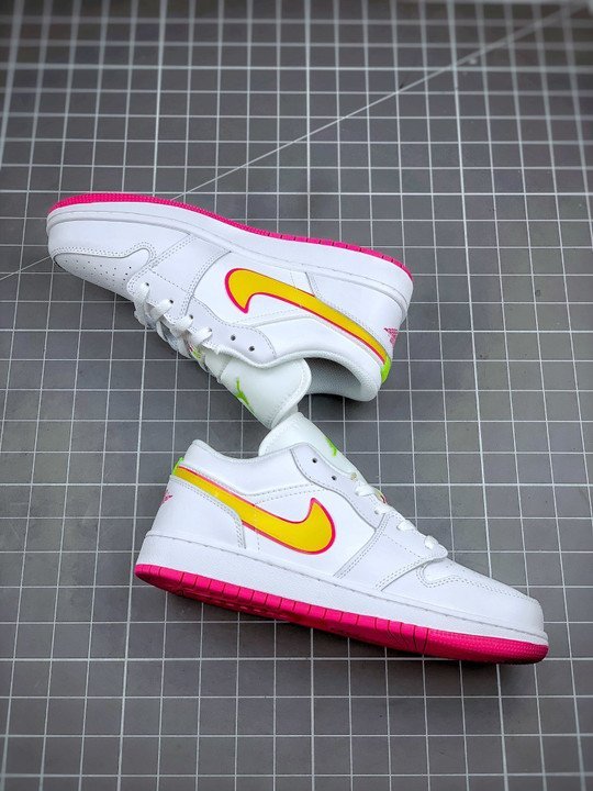 Air Jordan 1 Low GS White Yellow Pink CV4610-100 - Image 4