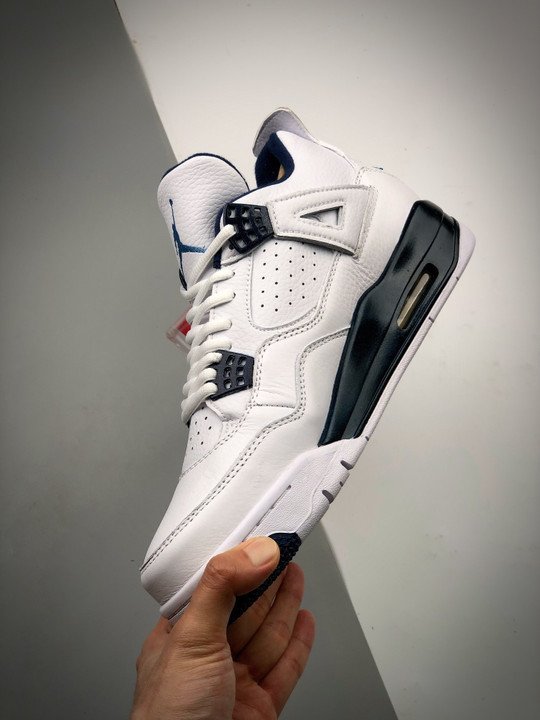 Air Jordan 4 Retro White/Legend Blue-Midnight Navy - Image 6
