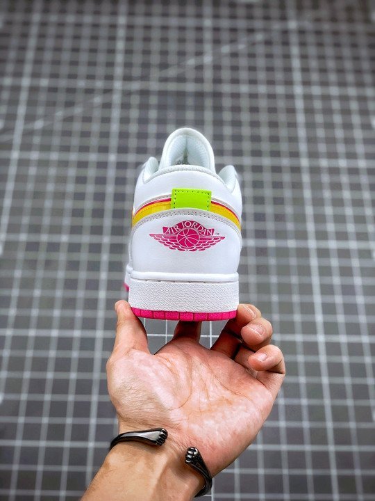 Air Jordan 1 Low GS White Yellow Pink CV4610-100 - Image 6