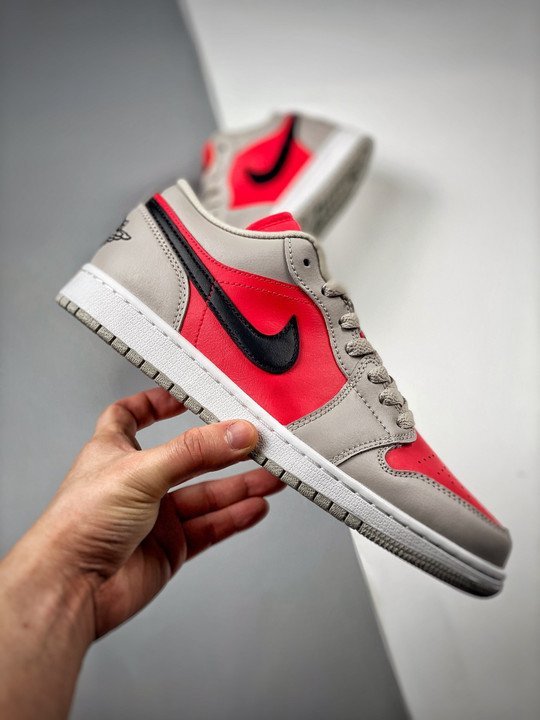 Air Jordan 1 Low Light Iron Ore/Black-Siren Red - Image 2