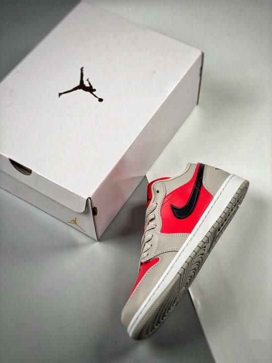 Air Jordan 1 Low Light Iron Ore/Black-Siren Red - Image 3