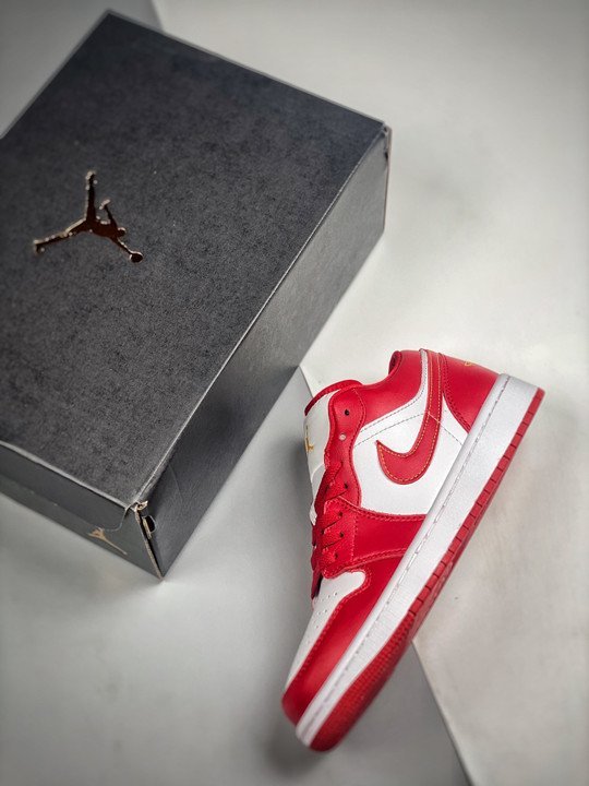 Air Jordan 1 Low ” Cardinal” Red White 553558-607 - Image 3