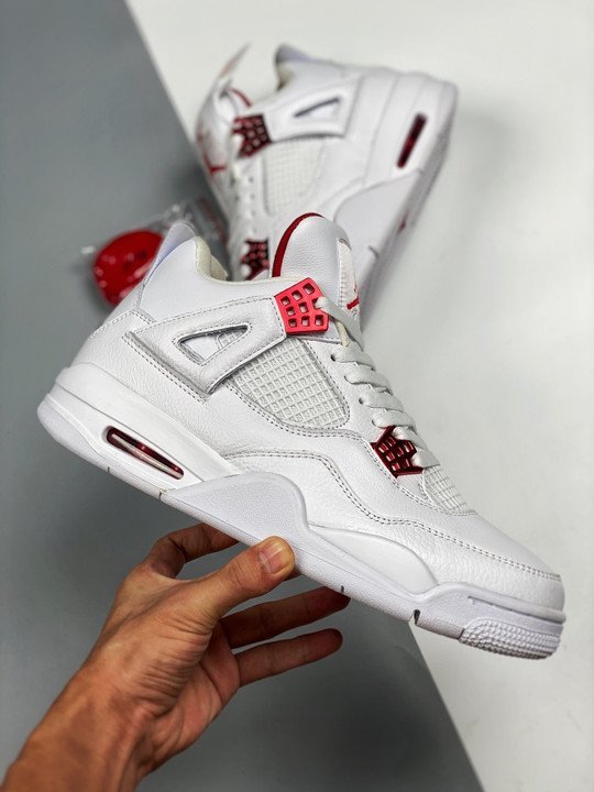 Air Jordan 4 White/Metallic Silver-University Red - Image 2