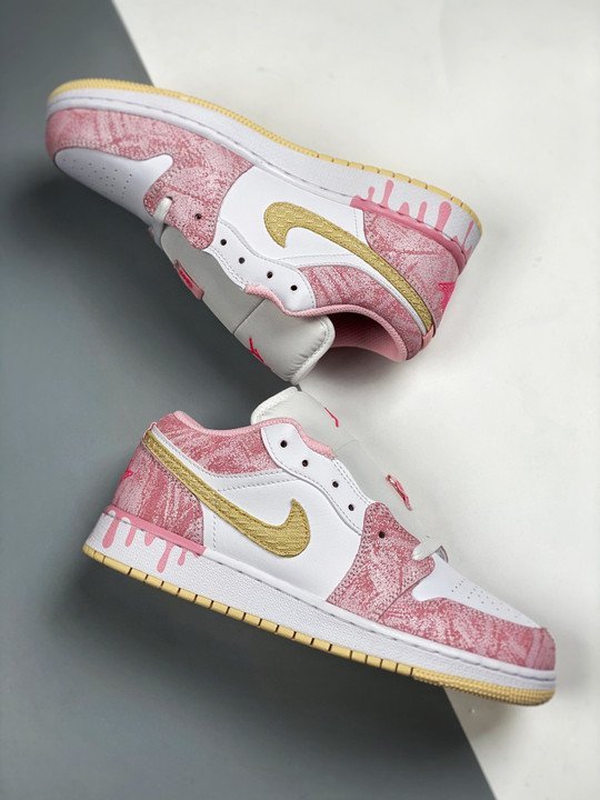 Air Jordan 1 Low GS ” Ice Cream Drip” Arctic Punch/Pale Vanilla-White - Image 4