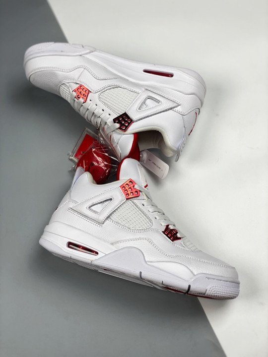 Air Jordan 4 White/Metallic Silver-University Red - Image 4