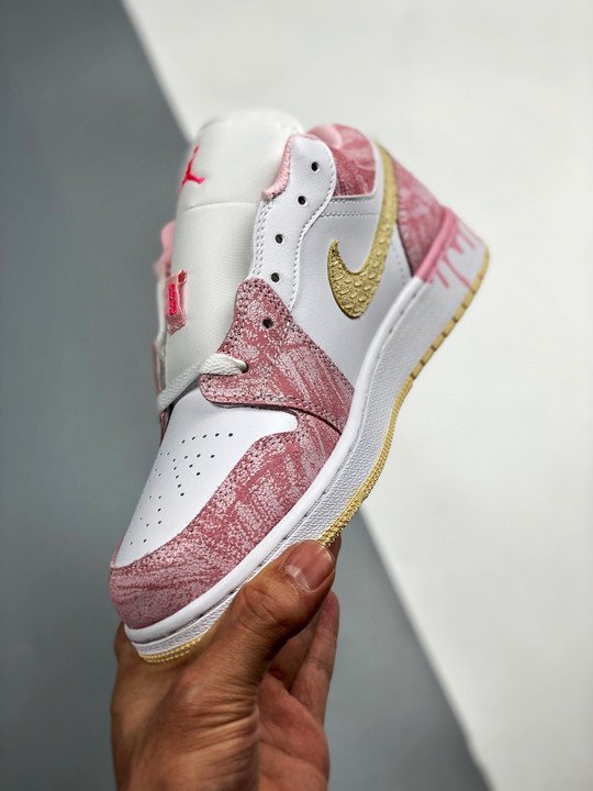 Air Jordan 1 Low GS ” Ice Cream Drip” Arctic Punch/Pale Vanilla-White - Image 5