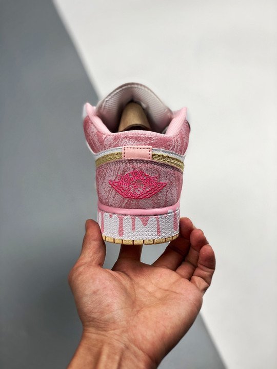 Air Jordan 1 Low GS ” Ice Cream Drip” Arctic Punch/Pale Vanilla-White - Image 8