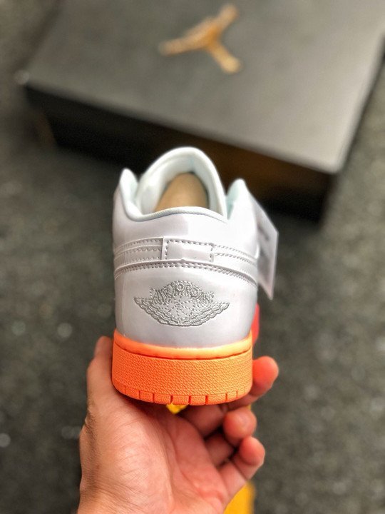 Air Jordan 1 Low GS White/Bright Crimson-Bright Mango-White - Image 5