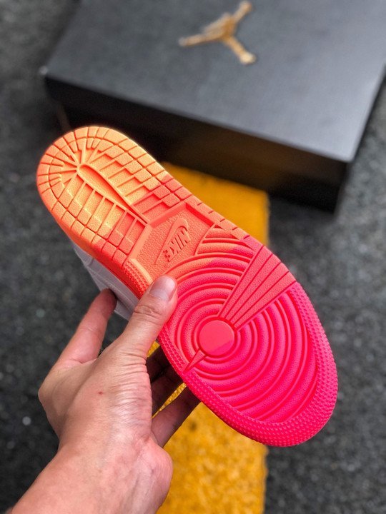 Air Jordan 1 Low GS White/Bright Crimson-Bright Mango-White - Image 4