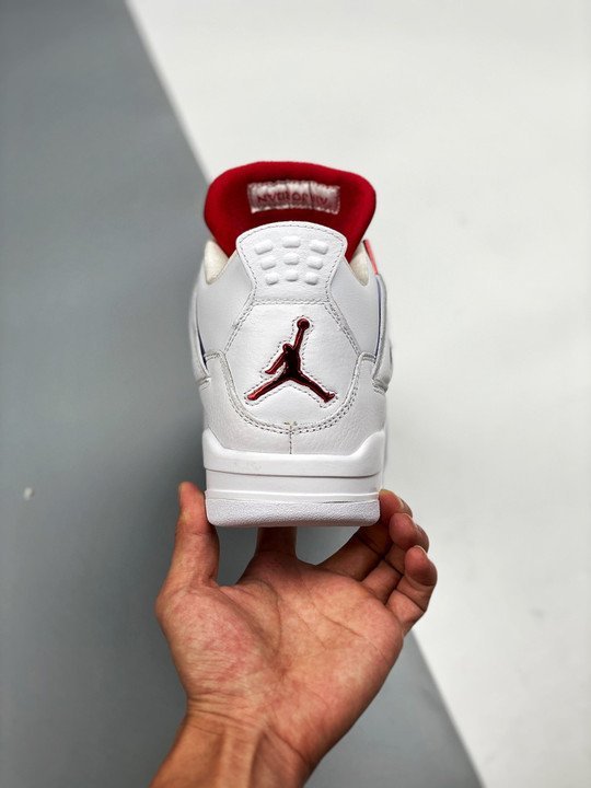 Air Jordan 4 White/Metallic Silver-University Red - Image 8