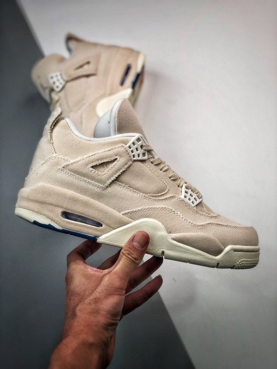 Air Jordan 4 ” Canvas” Sail/Cement Grey-Fire Red - Image 2