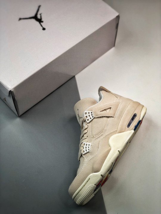 Air Jordan 4 ” Canvas” Sail/Cement Grey-Fire Red - Image 3