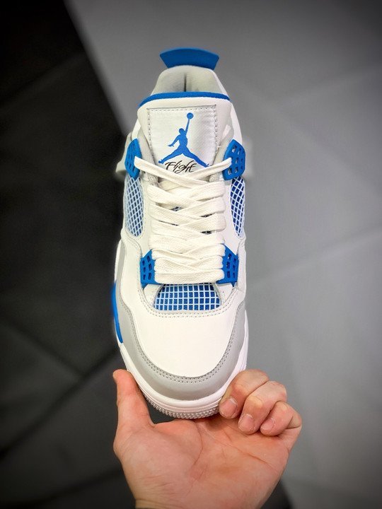 Air Jordan 4 Retro White/Neutral Grey-Military Blue 308497-105 - Image 11