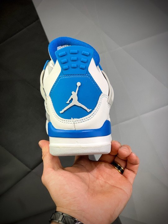 Air Jordan 4 Retro White/Neutral Grey-Military Blue 308497-105 - Image 12
