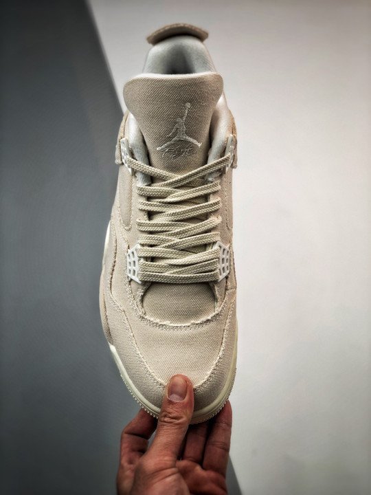 Air Jordan 4 ” Canvas” Sail/Cement Grey-Fire Red - Image 6