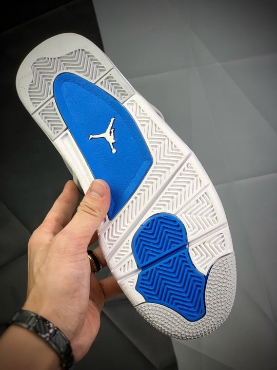 Air Jordan 4 Retro White/Neutral Grey-Military Blue 308497-105 - Image 14