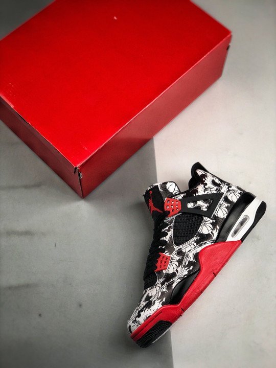 Air Jordan 4 ‘Tattoo’ Black/Fire Red-Black-White - Image 2