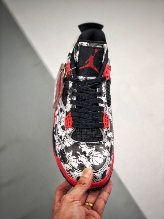 Air Jordan 4 ‘Tattoo’ Black/Fire Red-Black-White - Image 3