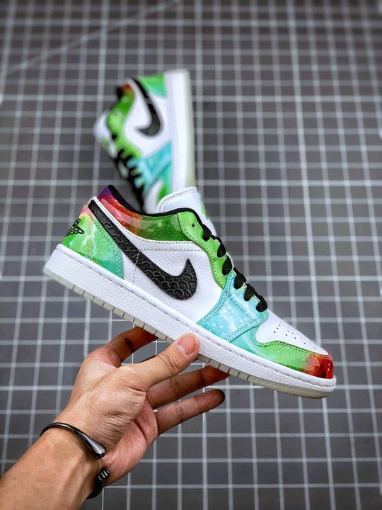 Air Jordan 1 Low ” Galaxy” White Multi - Image 3