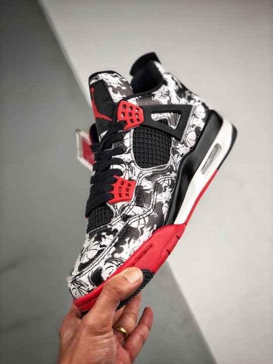 Air Jordan 4 ‘Tattoo’ Black/Fire Red-Black-White - Image 5