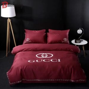Gucci luxury brand red bedding sets bedspread duvet cover set, bedroom decor , thanksgiving decorations for home best luxury bed sets gift thankgivings and christmas Bedding Sets