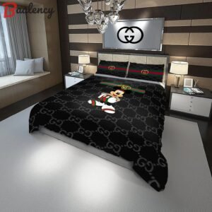 Gucci mickey black fashion logo luxury brand bedding sets,bed sets, bedroom sets, comforter sets, duvet cover, bedspread Bedding Sets