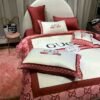 Gucci white pink style 2 bedding sets duvet cover sheet cover pillow cases luxury bedroom sets Bedding Sets