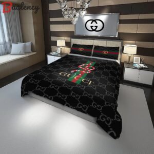 Gucci snake fashion logo luxury brand premium bedding sets, bedroom decor , thanksgiving decorations for home Bedding Sets