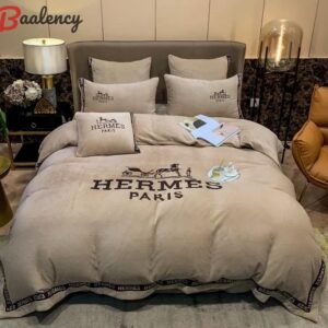 Hermes light brown luxury brand premium bedding set bedspread duvet cover set home decor Bedding Sets