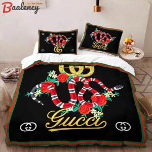 Gucci red snake limited luxury brand high-end bedding sets, bedroom decor , thanksgiving decorations for home best luxury bed sets gift thankgivings and christmas Bedding Sets