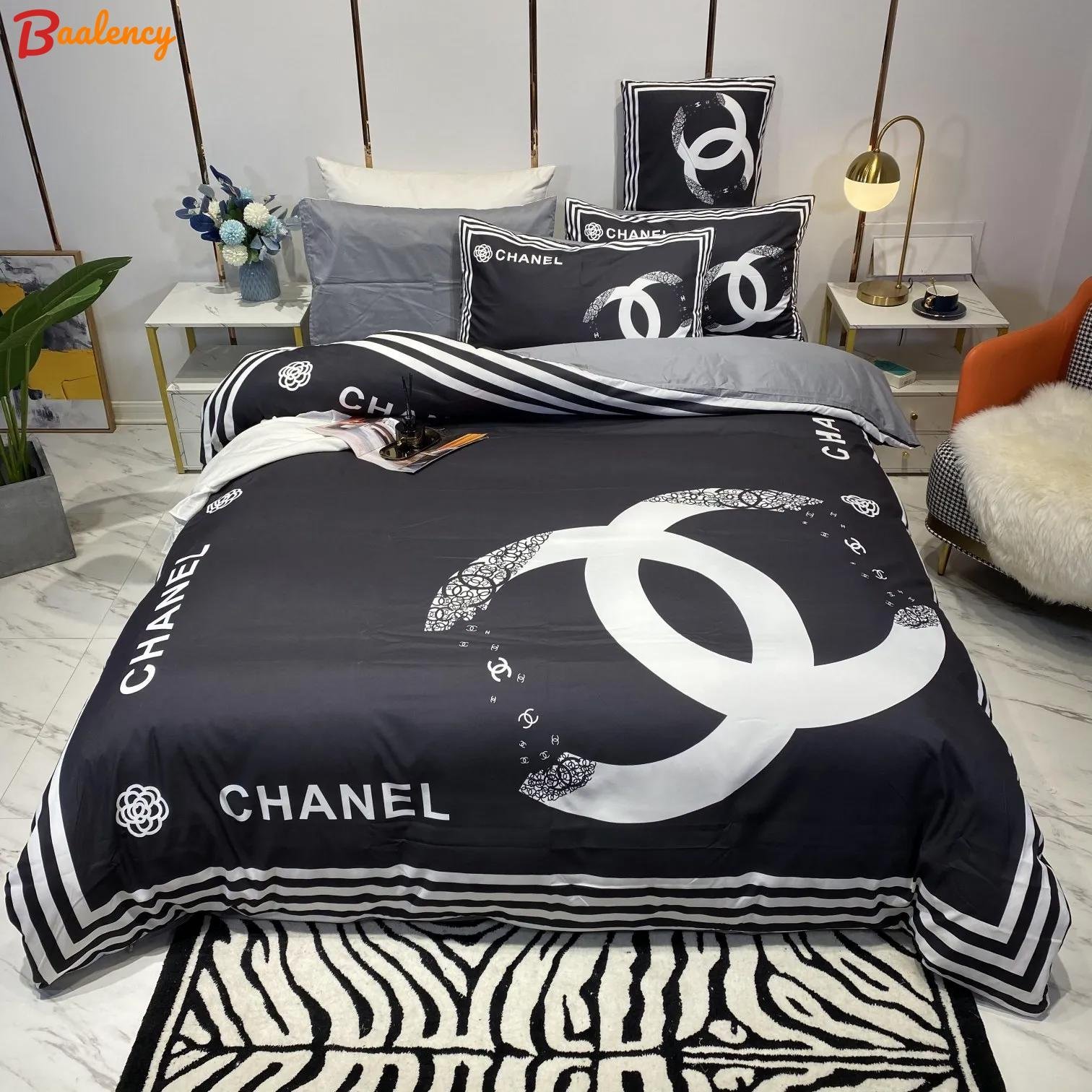 Chanel bedding 3d printed bedding sets quilt sets duvet cover luxury brand bedding decor bedroom sets best luxury bed sets gift thankgivings and christmas Bedding Sets