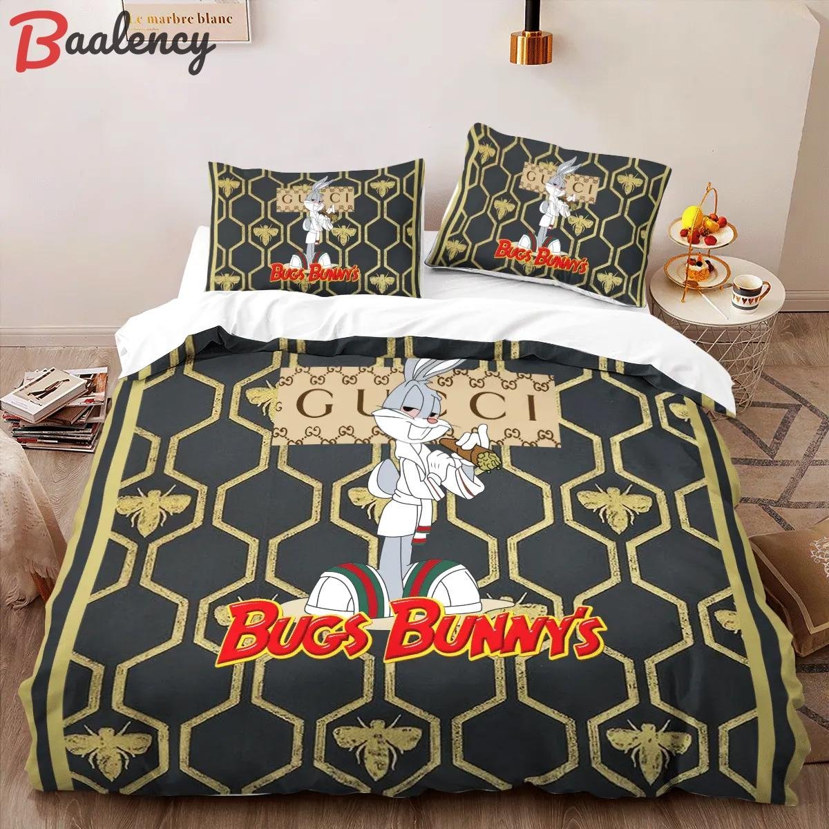 Gucci bugs bunny luxury brand high-end bedding sets, bedroom decor , thanksgiving decorations for home best luxury bed sets gift thankgivings and christmas Bedding Sets