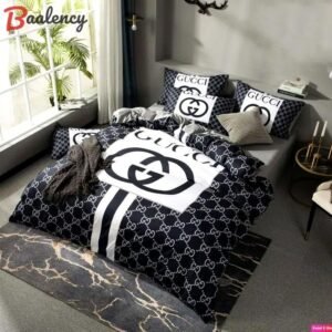 Gucci navy luxury brand high-end bedding sets, bedroom decor , thanksgiving decorations for home best luxury bed sets gift thankgivings and christmas Bedding Sets