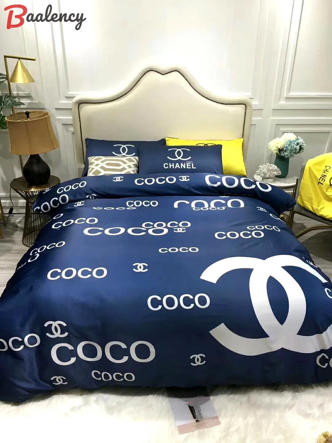 Chanel coco bedding 3d printed bedding sets quilt sets duvet cover luxury brand bedding decor bedroom sets best luxury bed sets gift thankgivings and christmas Bedding Sets