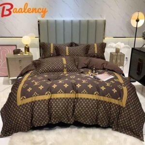 Louis vuitton lv luxury brand bedding sets bedspread duvet cover set, bedroom decor , thanksgiving decorations for home best luxury bed sets gift thankgivings and christmas Bedding Sets
