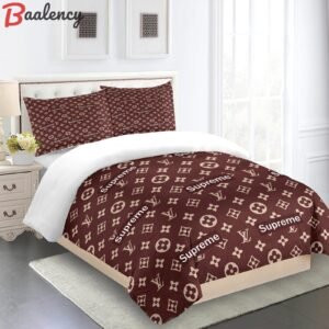Comforter sets brown supreme logo full louis vuitton bedding set  home decoration Bedding Sets