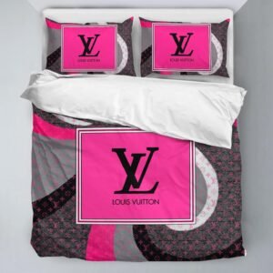 Louis vuitton pink grey and black bedding sets duvet cover bedroom luxury brand bedding customized bedroom#bedding#home decor Bedding Sets
