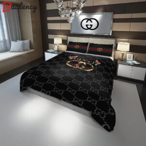 Gucci new flower fashion logo luxury brand premium bedding sets, bedroom decor , thanksgiving decorations for home Bedding Sets